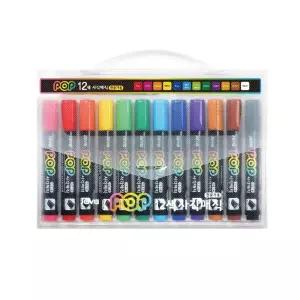 (6mm) POP 12색 사각 유성매직/문구용품/필기용품/유성펜/유성마카/싸인펜/마카펜/유성메직/네임펜/컬러펜