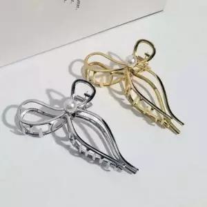 진주 메탈리본 집게핀 ELH051 헤어 머리