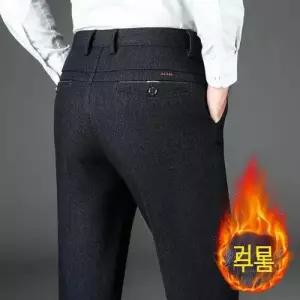 남성 면바지 추동 기모 프리미엄 캐주얼 바지스트레이트 스판 겨울 정장 힛템