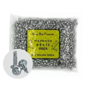 스텐 와셔머리 직결피스 8x13 500개입 철판나사 양날 기리피스