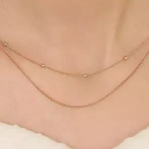 14K 실비아 두줄 체인 목걸이(GoldPlated)_LJ5336BRN