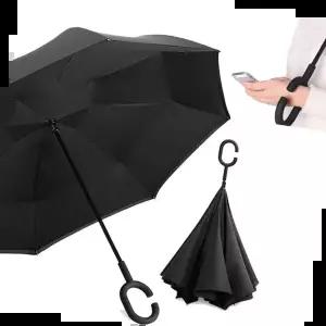 수동장우산 우드스탁 거꾸리 우산 수동 장우산 C형손잡이 블랙
