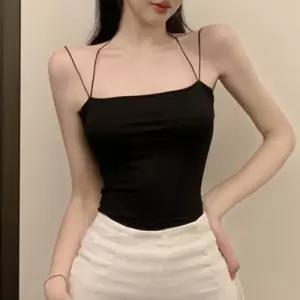 브라캡 일체형 예쁜 끈 라인 포인트 여자 크롭 나시티