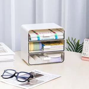 델리 PK137 데스크 라운드 3단 수납 서랍장 중형 미니 책상선반 소품 정리 정리함 오거나이저