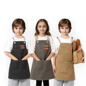 캔버스 데님 앞치마 키즈 어린이집 유치원 초등학생 미술 요리 체험학습/어린이/유아/아동/놀이/가운