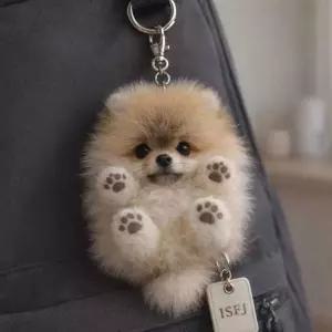 진짜같은 강아지 봉제 인형 키링 귀여운 악세사리 키홀더 포메라니안