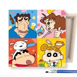 DIY 짱구네 가족 25X25 캔버스 그림그리기 페인팅 유화그리기 캐릭터그리기