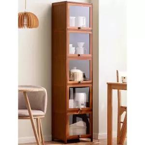 부엌 틈새 주방 폭좁은 원목 보조장 수납장 사이드 3단 틈새장 투명 냉장고