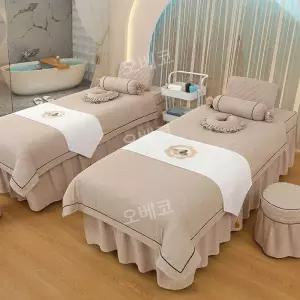 뷰티샵침대보 피부관리실침구세트 4피스 유럽풍 고급 마사지베드 헤드스파 세신