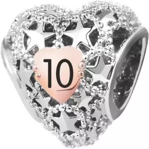 쿤비드 12 13 16 18 21 30 40 50 60 70 생일 로즈 골드 톤 하트 스타 러브 비즈 매력 판도라 참 팔찌