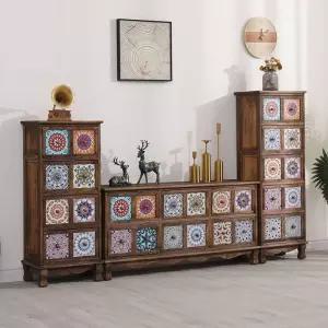 와이드서랍장 원목 엔틱 미니 거실 옷 옷장 모듈 틈새 서랍수납장 와이드