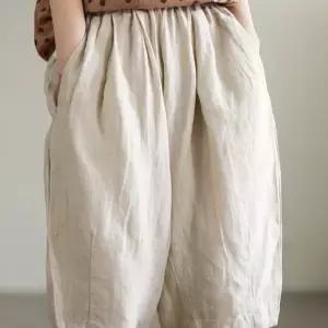 여성 반바지 아이스 냉장고 여름 여성 배기 바지 밴딩 아이스반 넓은