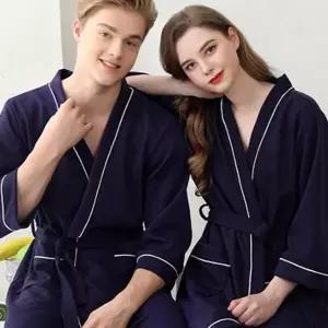 여성 가운 여름 호텔 와플 남성 가운 목욕 나이트 수면 잠옷