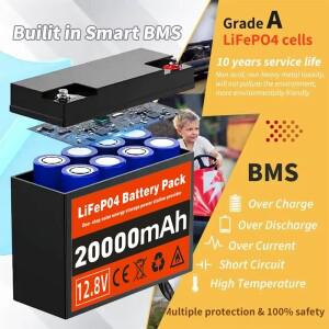 12V 배터리 20Ah LiFePo4 리튬 철 인산염 충전식 키즈 스쿠터 보트 모터 세금