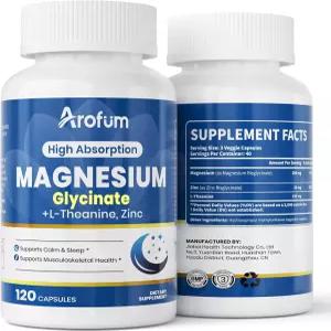 감정 진정 스트레스 균형 휴식을 촉진하는 데 도움이 되는 마그네슘 보충제인 L-테아닌 및 아연 글리신