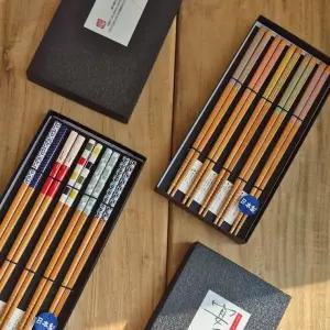 일본 프리미엄 블랙 젓가락 나무 이시다 우드 세트 5P 선물 선물용 대나무