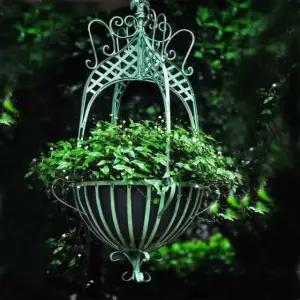 엔틱 꽃바구니 철제 디자인 식물 화분걸이 인테리어 공중 빈티지그린