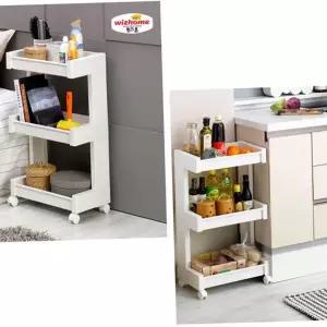 다용도 선반 카트 슬림형 3단 침실 이동식 수납 카트 주방 플라스틱 트롤리 수납장 바퀴형 책꽂이 이동형