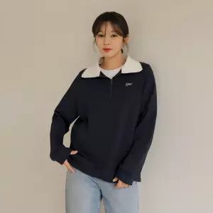 [66-110] 어틴 반집업 레이스 카라 티