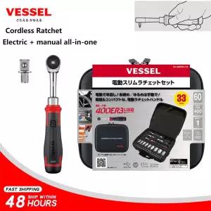 전동라쳇 충전식 임팩 드릴 VESSEL 400ER3-1M 33피스 매입형 전기 무선 래칫 1/4 자동 수리 소켓 렌치 키트