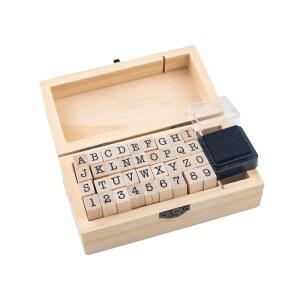카드 제작, DIY 공예, 스크랩북 용품 등을 위한 36개 작은 나무 고무 스탬프, 나무 상자 다용도 번호 알파벳 문자 나무 고무 스탬프