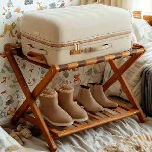 대나무 접이식 수납장 고급 호텔 객실용 짐걸이 거실 인테리어 슬림한 디자인 틈새 수납장 활용 다용도 수납함