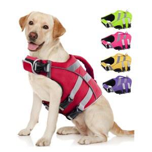 반사 줄무늬가 있는 쿠오저 강아지 구명조끼 조절 가능한 고감도, 립스탑 구명조끼, 소형, 중형 및 대형견용 고부동 수영복이 반려동물 보호대