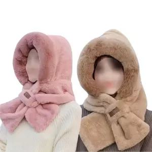LW 겨울 방한 밍크털 후드 목도리 넥워머 귀마개 겨울목도리 후드목도리 밍크털후드목도리