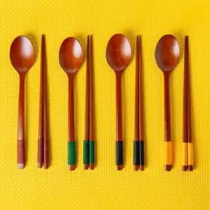 과일나무 옻칠 투톤 실 수저 젓가락 세트 식기