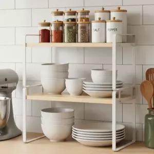 모듈 선반 2단 정리대 수납 다용도 선반 조립 싱크대 조립식 수납장 철제 책상 주방 우드