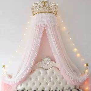 침대 대형 침실 꾸미기 레이스 모기장 공주방 지붕 텐트