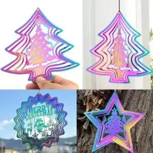 크리스마스 트리 3D 윈드스피너 장식 소품 오너먼트 드림캐쳐 회전모빌 하와이안 바람개비 입체 별 스타