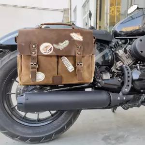 레트로 오토바이 방수 캔버스 사이드백 헬멧 크로스백