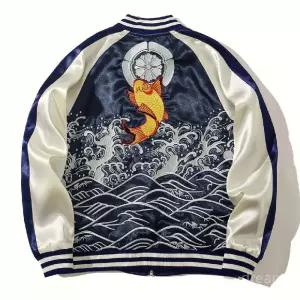 잉어 봄 항공점퍼 일본 스카쟌 가을 자수 요코스카