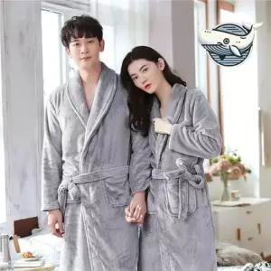 커플샤워가운 부드러운 겨울 극세사 실내가운 따뜻한 목욕가운
