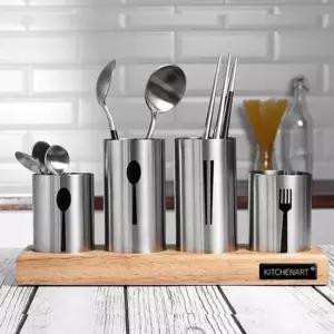 4구수저통 키친아트 수저통 스텐 젓가락 숟가락통 수저꽂이 4구