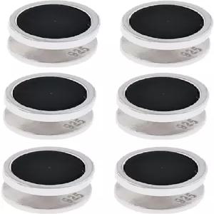 커프-대디 솔리드 925 스털링 실버 블랙 오닉스 셔츠 스터드 세트 - 6개