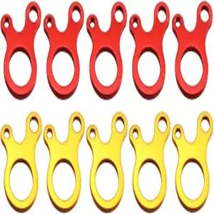 루이링 10개 3홀 캠핑 차양용 코드 로프 텐셔너 가이 라인 러너 후크 행거 4.9x2.7cm(빨강 및 황금색)
