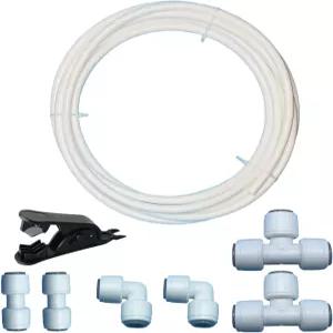 튜빙 커터가 장착된 8피스 5/16인치 RO 워터 라인 키트 - 20피트 PE 튜브 + 냉장고 제빙기 및 역삼투압
