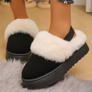 인기상품 여성 폭신한 퍼안감 토톰한 아웃솔 안정적인 스트랩 실내외 기모 통굽 슬리퍼 [WFLLIWG_260305]