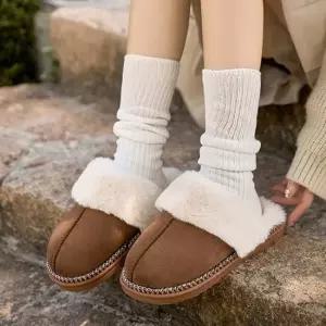 인기상품 여성 배색 스티치 포근한 퍼안감 실내화 실외화 윈터 트렌디 겨울 퍼슬리퍼 [WFLLIV7_260305]