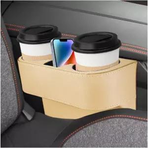 스불히아 카시트 갭 필러 정리함 컵 홀더가 있는 다기능 자동차 콘솔 측면 보관함 범용 PU 가죽 홀더