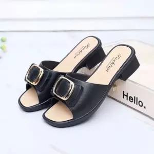 인기상품 여성 오픈토 슬리퍼 버클힐 클래식 낮은굽 뮬 구두 2색 [WFLLJEV_260305]