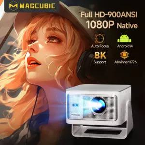 Magcubic 오토 포커스 안드로이드14 4K 프로젝터 900ANSI 8K 네이티브 1080P HY350Max 와이파이6 BT5.4 16G