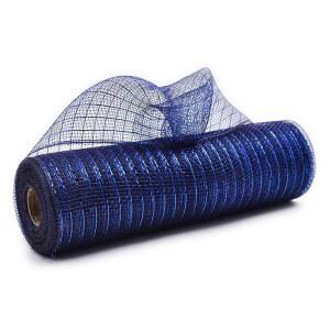 크리스마스 트리 추수감사절 가을 화환을 위한 JStannana 네이비 블루 데코 메쉬 리본 10인치, 메탈릭 포일 버랩 패브릭 공예 장식용 화환 스웨그 장식 30피트