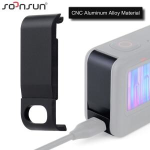 호환 SOONSUN GoPro Hero 13 12 11 10 9 Go 8용 알루미늄 사이드 커버 검정색 교체 배터리 도어  충전 분해