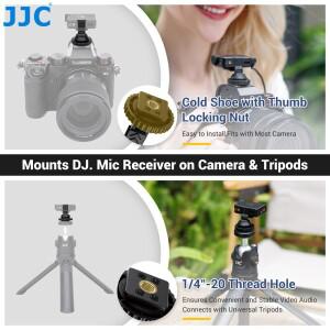 호환 JJC DJI 마이크 미니 접이식 콜드슈 어댑터 나사 마운트 W 1/4-20 삼각대 (케이지 카메라 핫슈용)