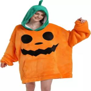 솔비엔 웨어러블 블랭킷 후드티 남성 여성 소프트 플란넬 오버사이즈 포켓 크리스마스 할로윈 코지 라운지