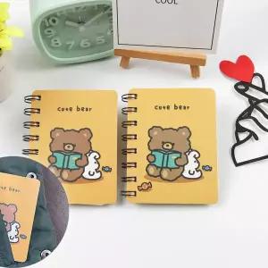 곰 그림 소형 포켓용 스프링 메모 필기 노트1P