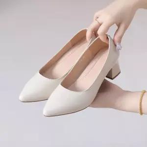 여사친 미들힐 통굽 앞코 봄가을 플랫 사계절 스틸레토 소가죽 단화 원픽1